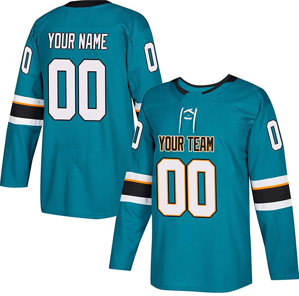 Custom Blue Hockey Jerseys for Men Women Youth Personalized Printed/Sewing Team Name Number S-5XL