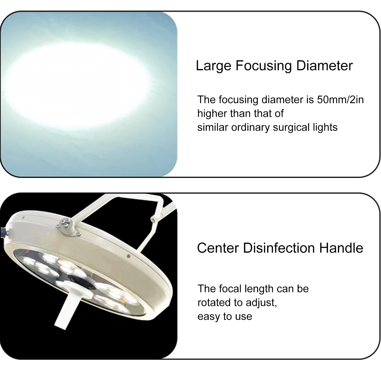 Lampa Mobilna LED Bezcieniowa, Lampa Chirurgiczna LED do Badań Medycznych, Lampa Stomatologiczna z Pokrętłem do Regulacji Jasności do Ambulatoryjnych Badań Ginekologicznych