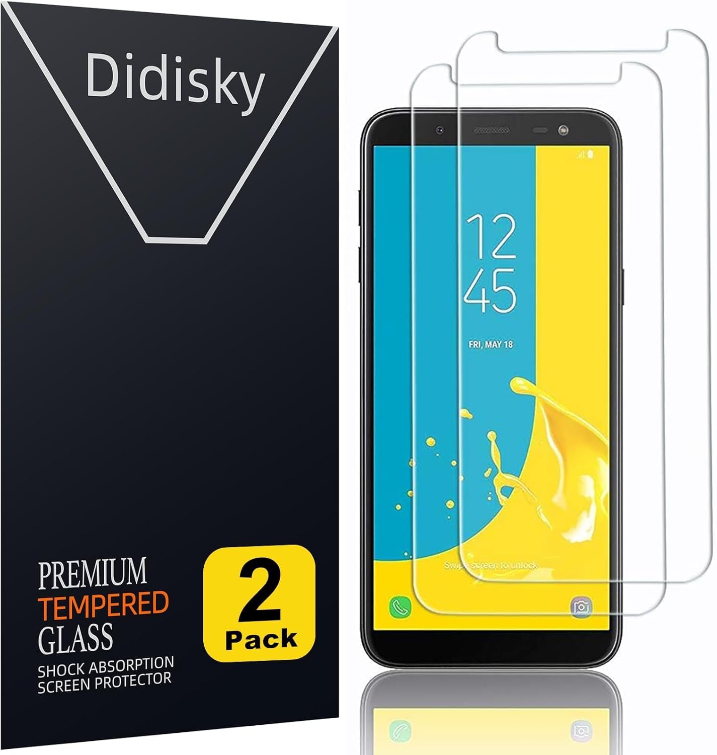 Tempered Glass Screen Protector for Samsung Galaxy J6 2018 [2 Pieces] [Soft Touch] Easy to Clean, Easy to Install, Transparent