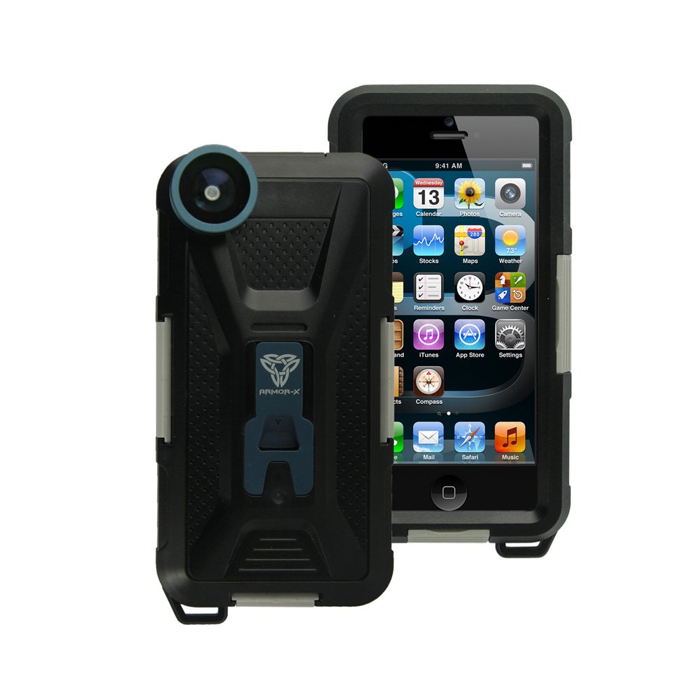 Armor-X Outdoor Case MX-AP2 Watertight Mobile Phone Case for iPhone 5 with Built-In 170° Wide-Angle Lens and X-Mount System