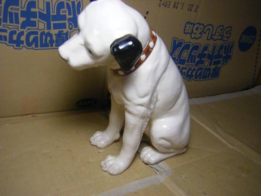 新品アメリカ60-70年代高級大型犬アフガンを携えた貴婦人の陶器オブジェ ヴィンテージ 》アフガンハウンド 38㎝ 陶器製 犬 置物 加藤工芸