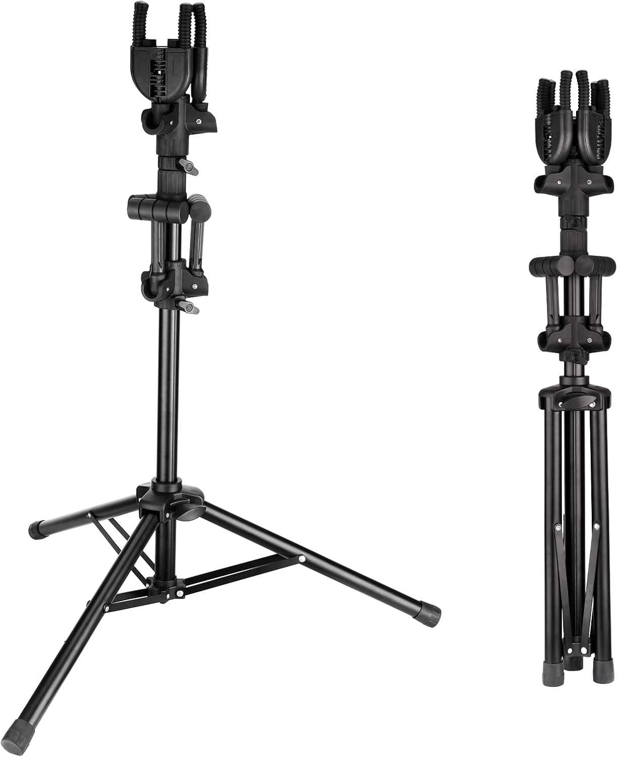 GUITTO Triple Guitar Stand - Heavy Duty 3 Guitar Stand for Acoustic/Electric/Bass/Banjos, Auto-Lock Folding Design, Non-Slip Base & Anti-Rust - Portable for Stage/Travel/Studio GGS-06T