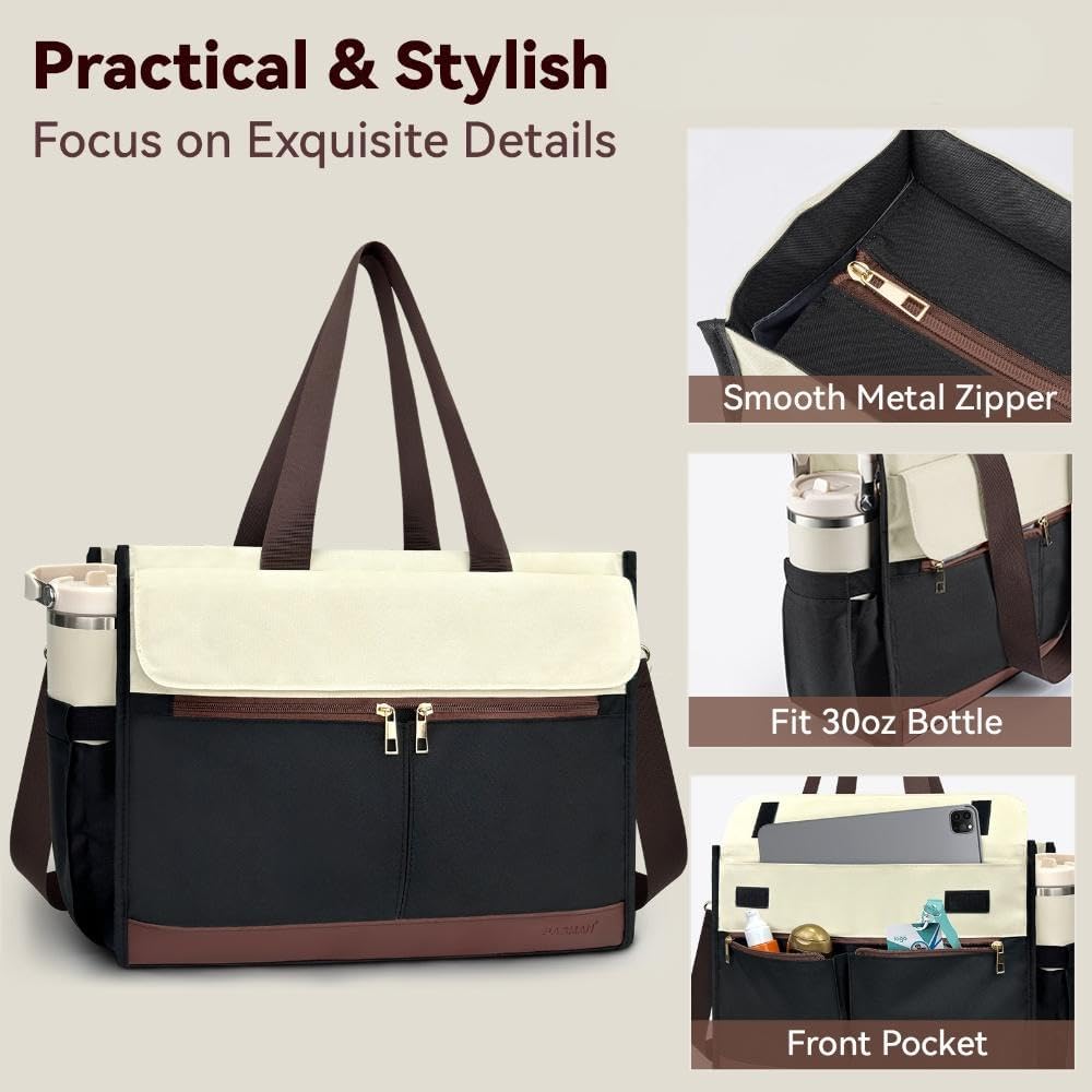 Laptop Bag for Women - 15.6 Inch Tote Work Bag with Compartments Nurse Teacher Bag Large Lightweight Office Handbag - Image 5