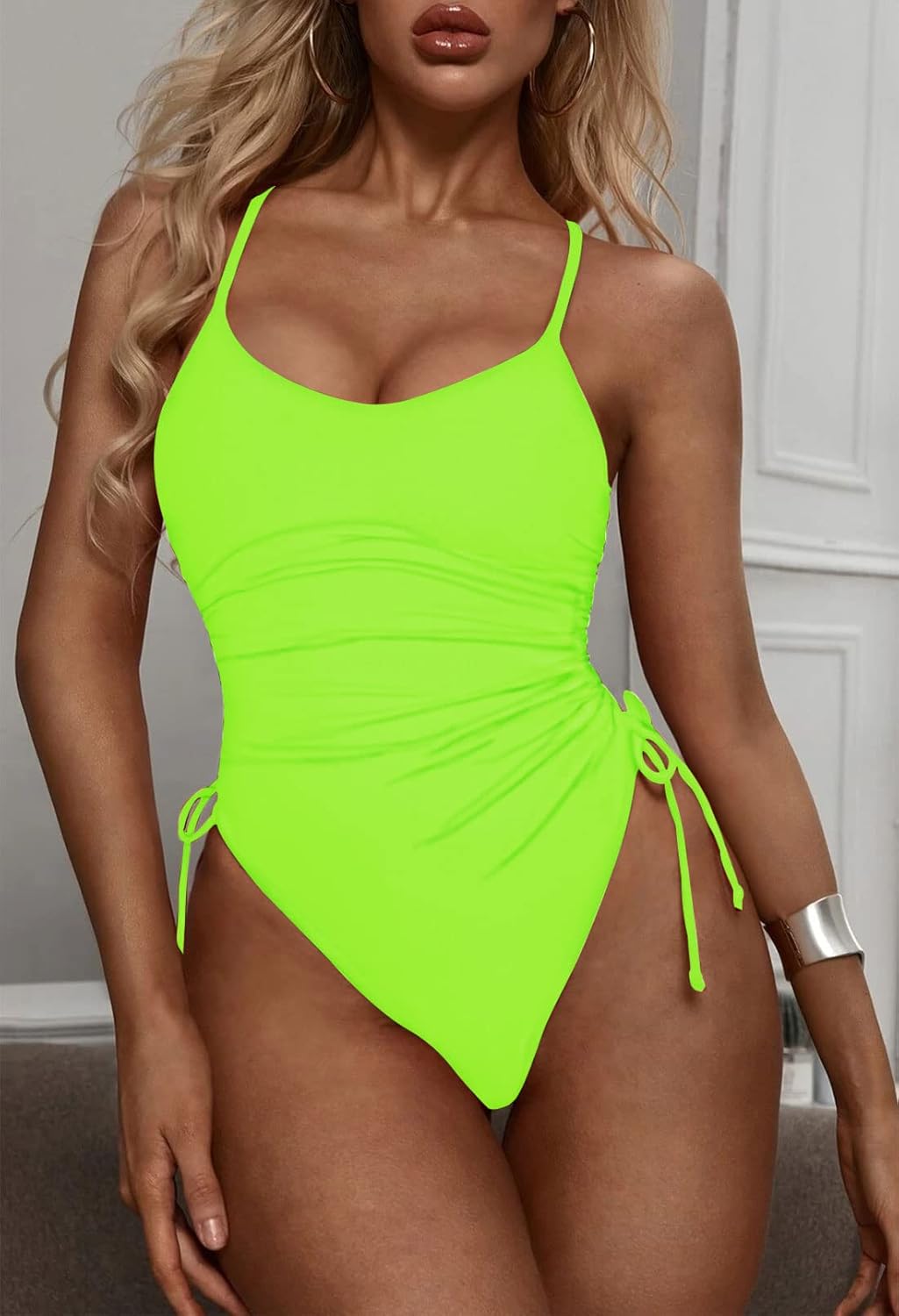 Viottiset Women's Ruched High Cut One Piece Swimsuit Tummy Control Bathing Suit Monokini - Image 3