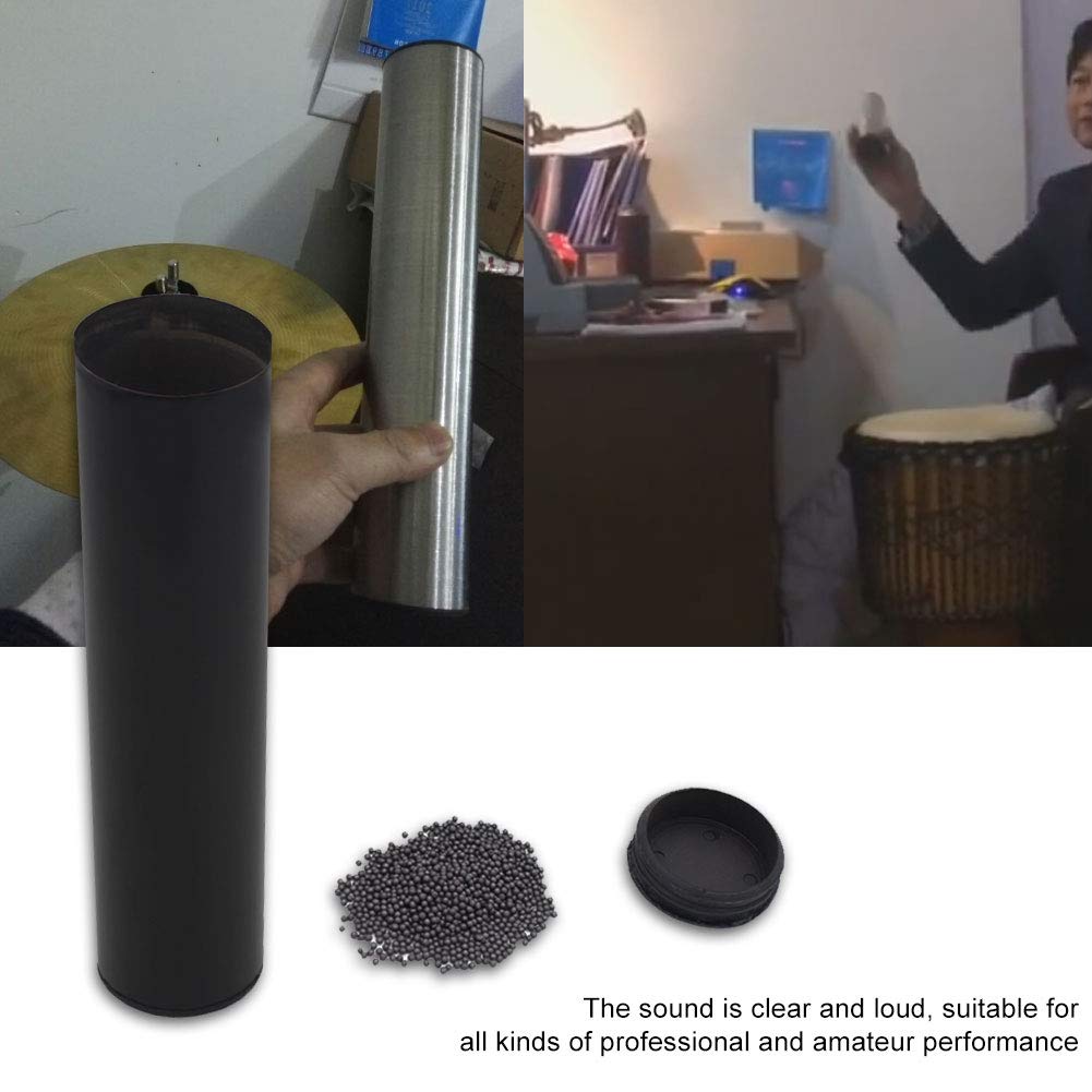 Zylinder Sand Shaker, 2Colors tragbare Edelstahl Sand Shaker Percussion Instrumente Kinder Rhythmus Schüttelinstrument (Schwarz)