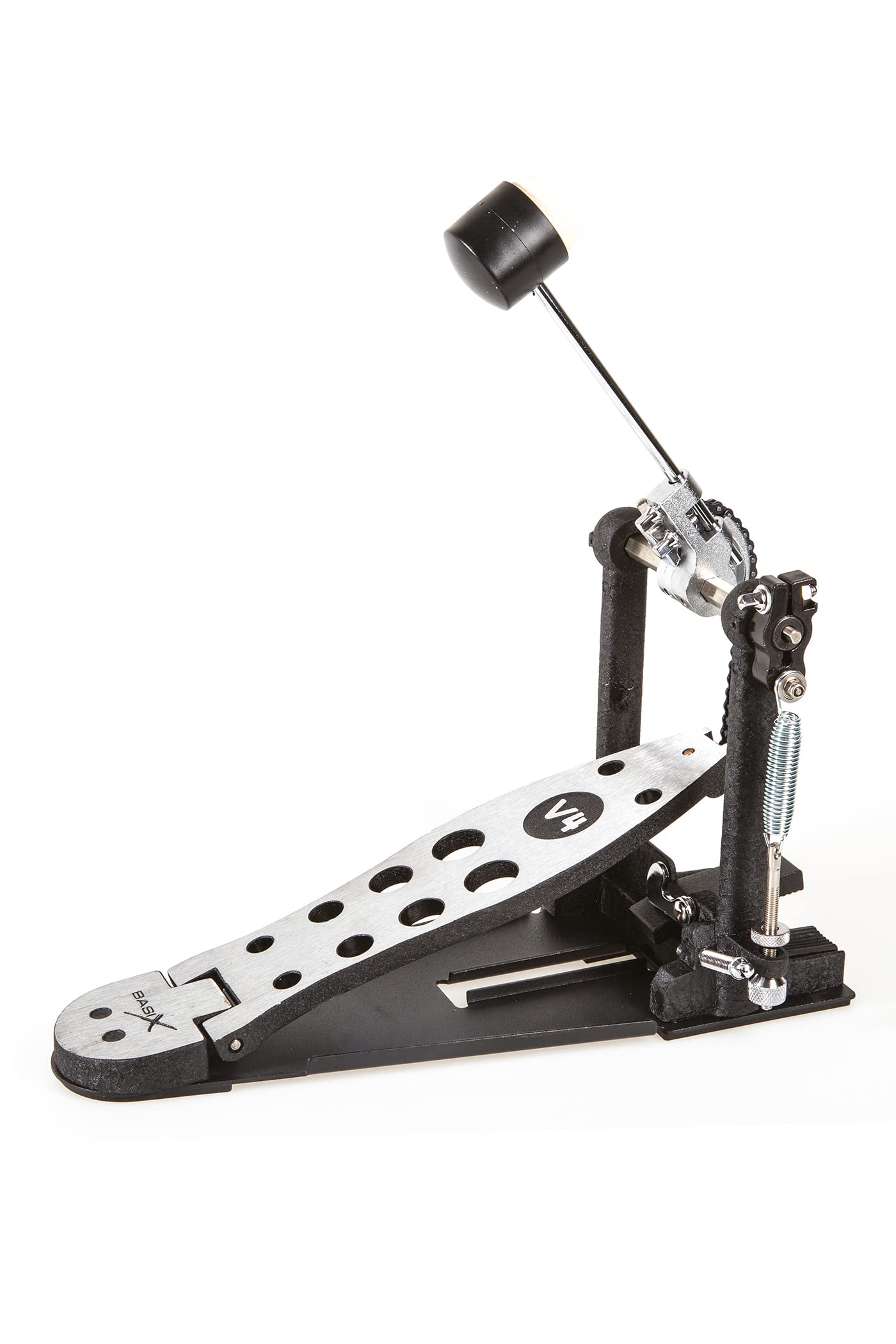 Pédale grosse caisse PD-800-V4 double montant lourd, noir, revêtement résine époxydique, plaque stabilisatrice
