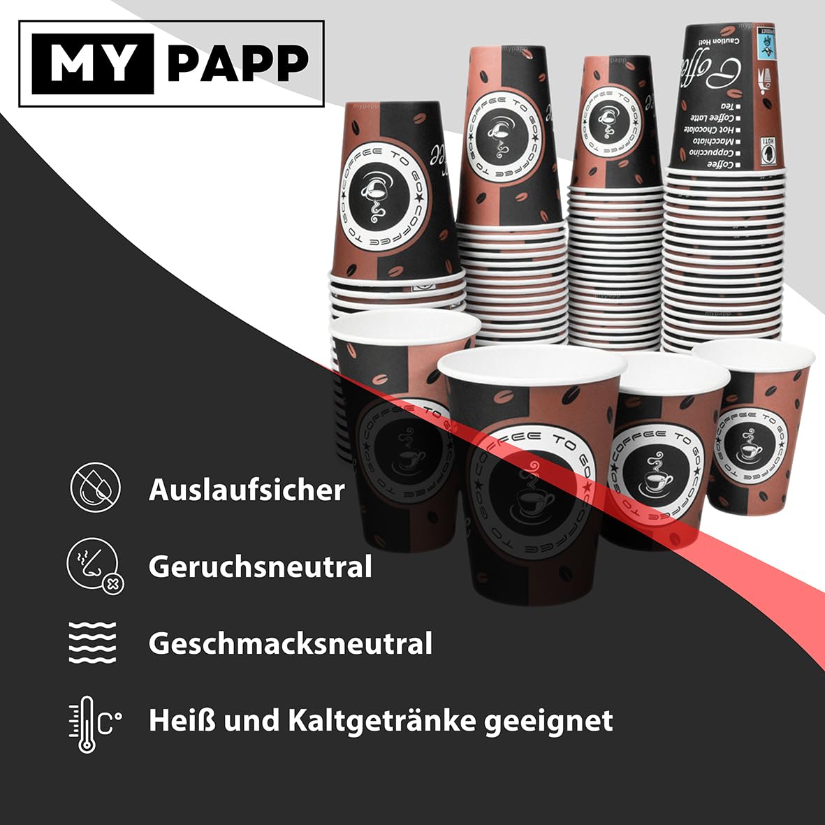 1000 Stück Pappbecher 300ml Made in Germany Premium Kaffebecher Einweg Coffe to go