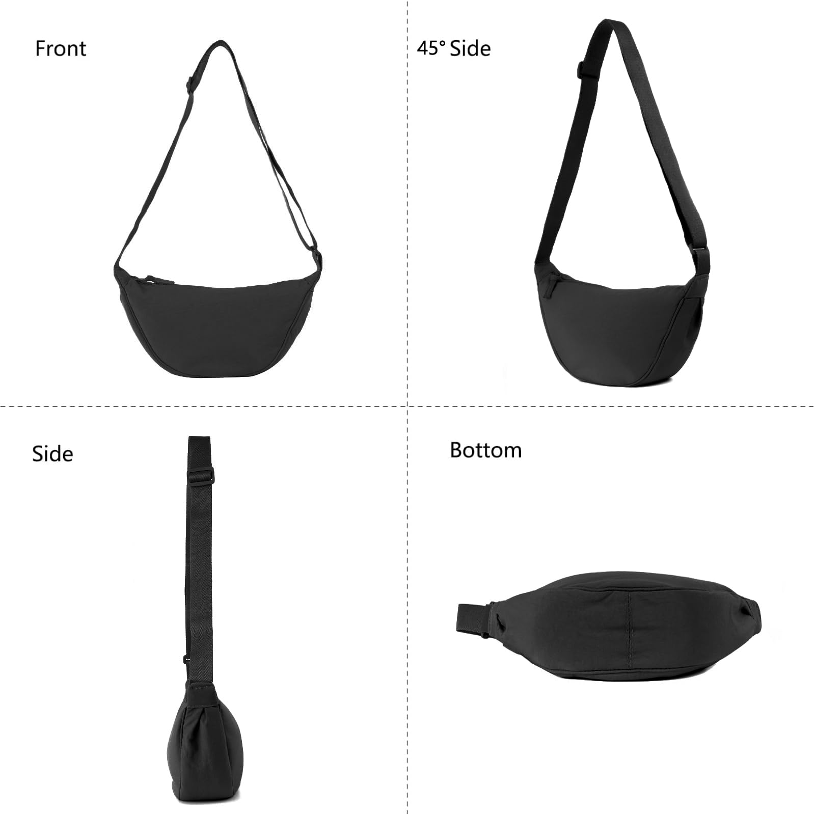 ANYWN Torba na ramię damska z półksiężycem, Hobo Casual Crossbody, jednokolorowa, przenośna, półksiężyc, torba na ramię z regulowanym paskiem na ramię