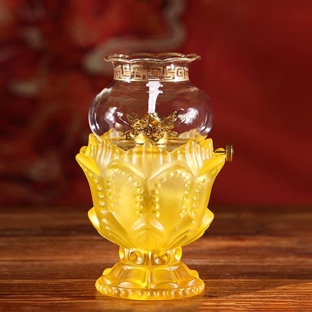 Lámparas de aceite clásicas para uso en interiores Emergencia antes de Buda Lámpara de queroseno retro Lámpara portátil tradicional Lucite Hurricane Lámpara de aceite de loto exquisita para do