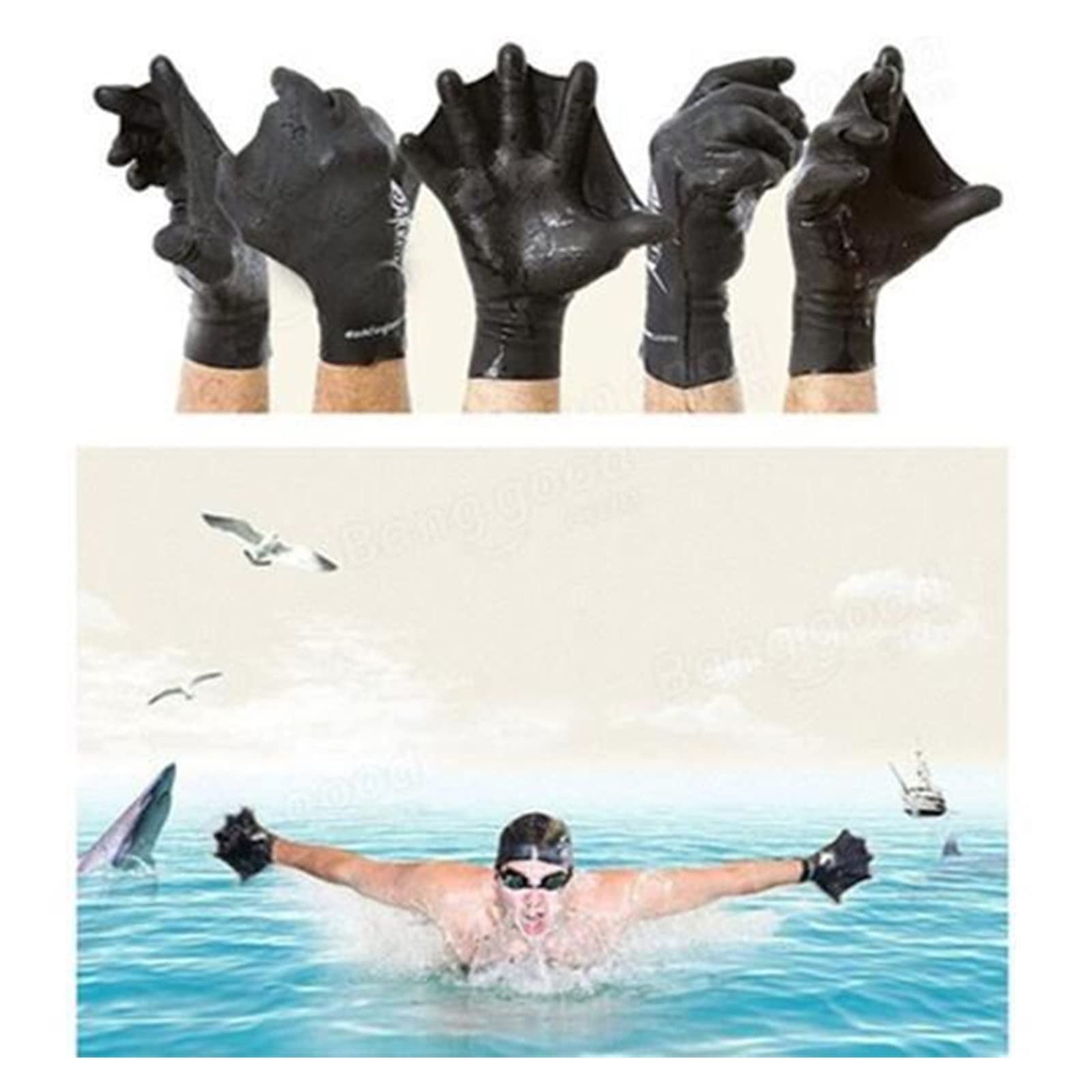 Schwimmhandschuhe mit Schwimmhäuten, Tauchtrainingshandflossen, Schwimmfinger-Frosch-Handschuhe for Surfen, Paddeln