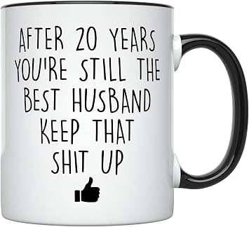 YouNique Designs 20 Year Anniversary Coffee Mug for Him, 11 Oz, 20th Wedding Present Cup for Husband, 20th Anniversary Mugs for Him, 20 Year Anniversary, Twenty Twentieth Year, 20th Year