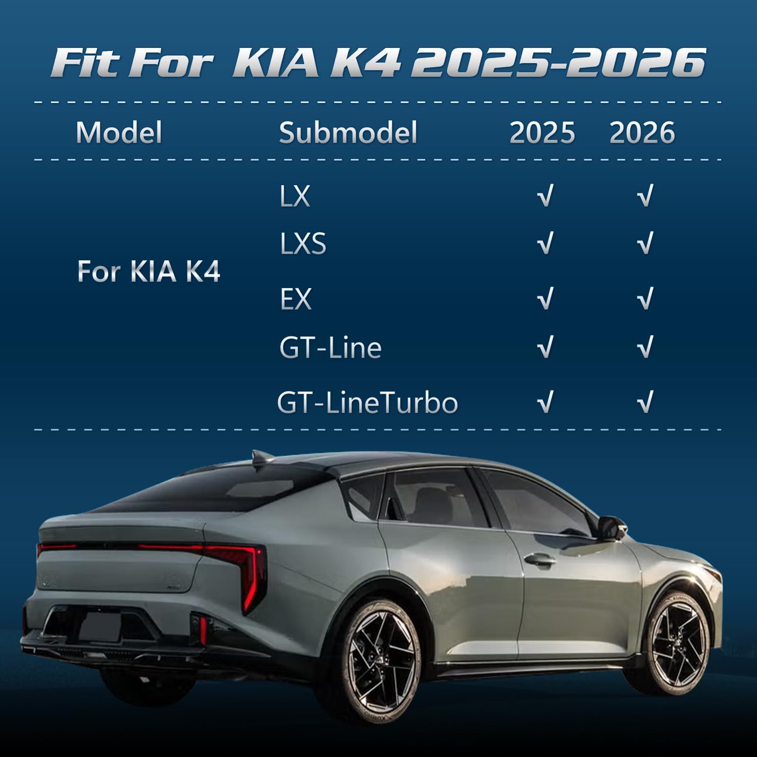 floor mats & trunk mat compatible with kia k4 2025 2026 lx/ex/lxs/gt-line/gt-lineturbo,all weather protection tpe, anti-slip floor mats & cargo liner compatible with kia k4 2025 2026 accessories for kia k4 2025 2026
