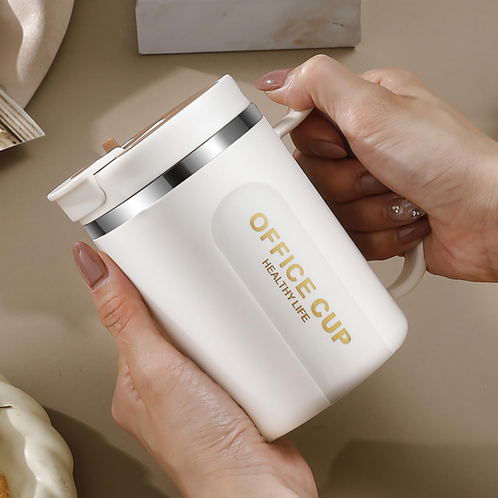 NONHAI Bicchiere da 590 ml con coperchio con cannuccia, tazza termica