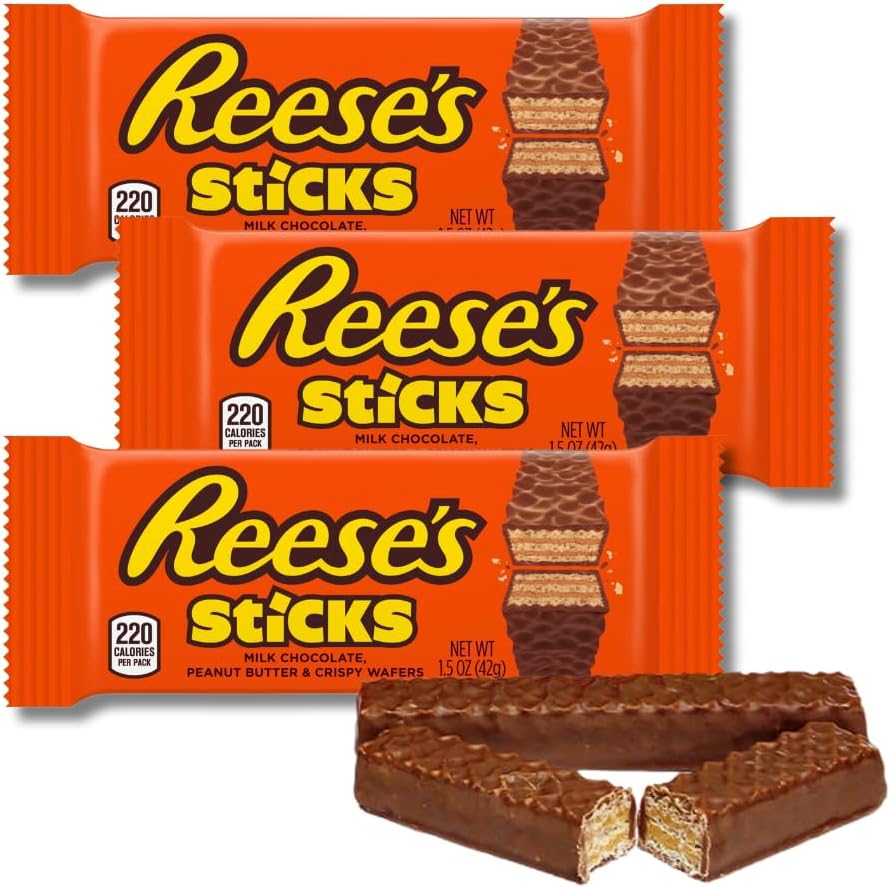 Classic Full Size Candy & Candy Bars - Gift Packs of 3 By Lyza's Sweets & Treats (Reese Sticks)