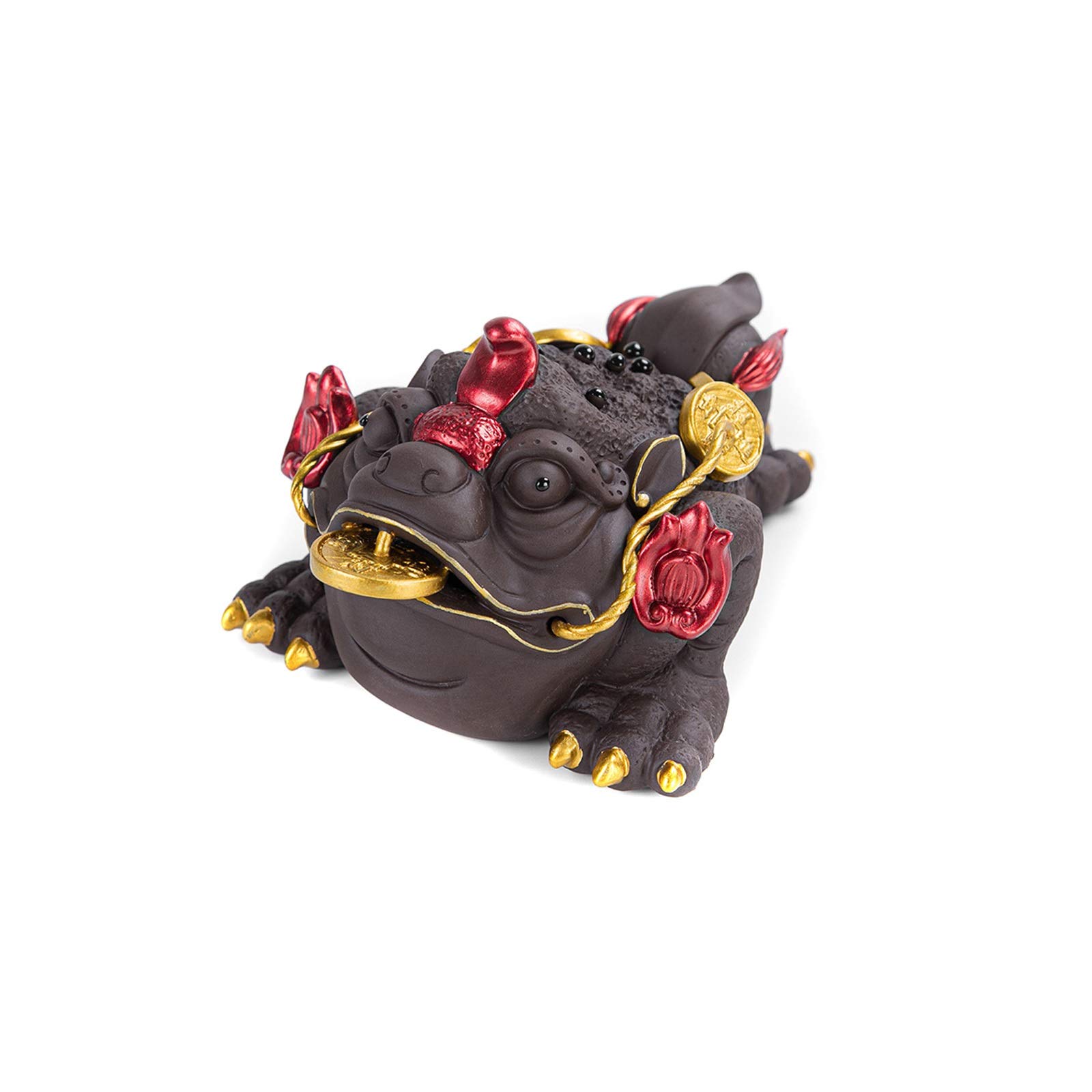 Crapaud à trois pattes doré ornement Feng Shui aux détails exquis