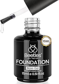 Beetles 15ml No Wipe Gel Base Coat – Base Coat Gel Nail Polish Long-Lasting UV LED Soak Off Manicure, Strong Adhesion Low Odor Toxin-Free for Natural & Artificial Nails, Salon & DIY Use