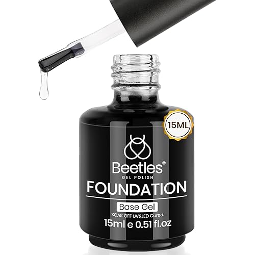 Beetles 15ml No Wipe Gel Base Coat – Base Coat Gel Nail Polish Long-Lasting UV LED Soak Off Manicure, Strong Adhesion Low Odor Toxin-Free for Natural & Artificial Nails, Salon & DIY Use