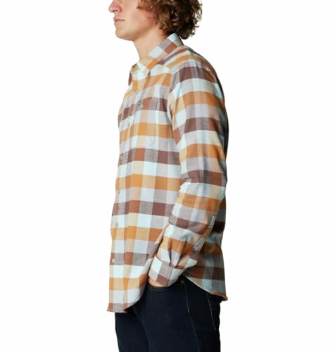 Image of Columbia Mens Cornell Woods Flannel Long Sleeve Shirt, Sky Blue Multi Buffalo Check, M