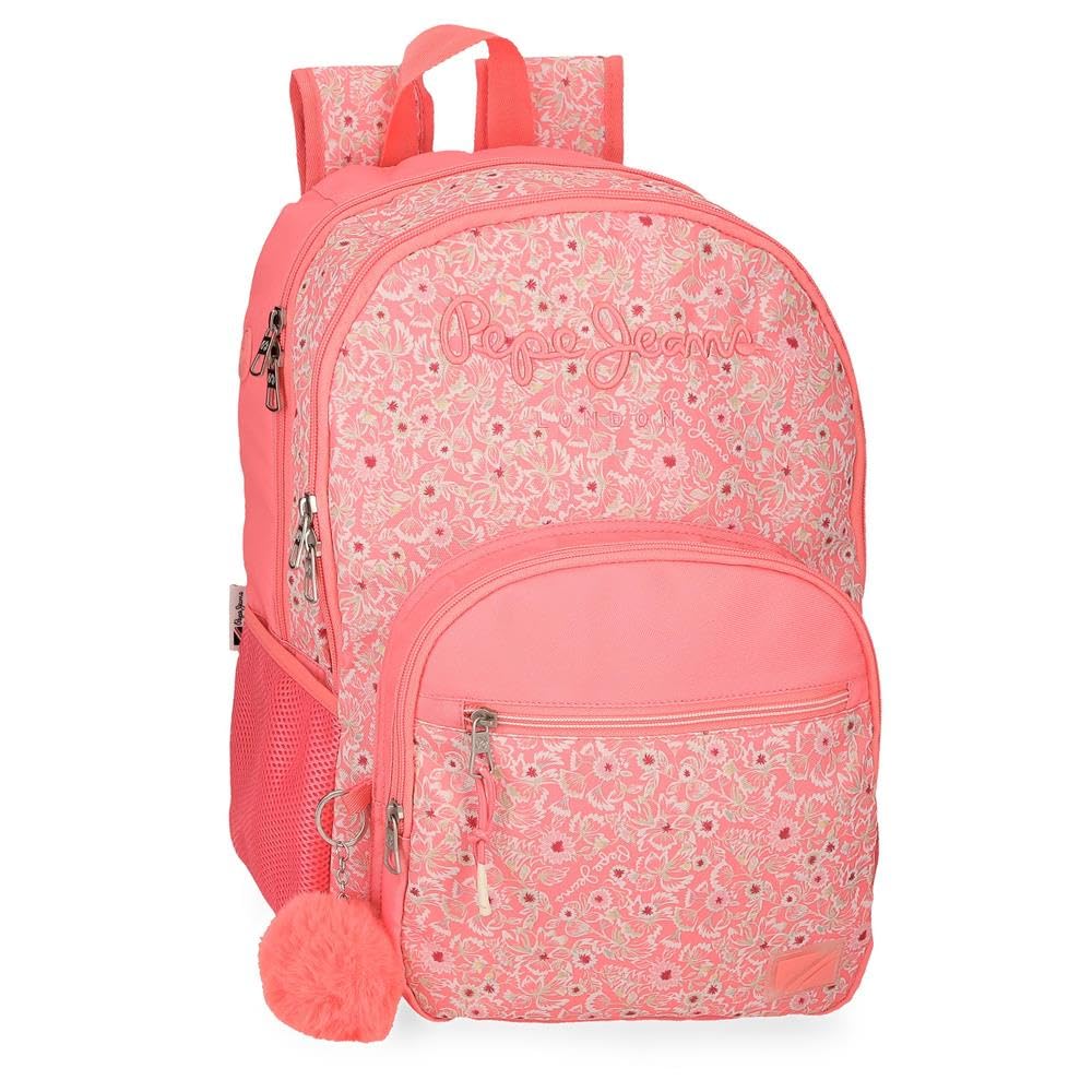 Pepe Jeans Nahid Mochila Escolar Doble Compartimento Adaptable a Carro Rosa 32x44x22 cms Poliéster by Joumma Bags