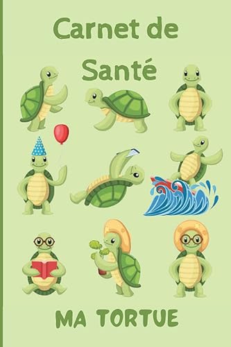 CARNET DE SANTE TORTUE: Carnet de suivi quotidien de ma tortue | Carnet de santé complet et pratique de votre compagnon | Historique des visites chez ... | 110 pages | Format 15,24 x 22,86 cm