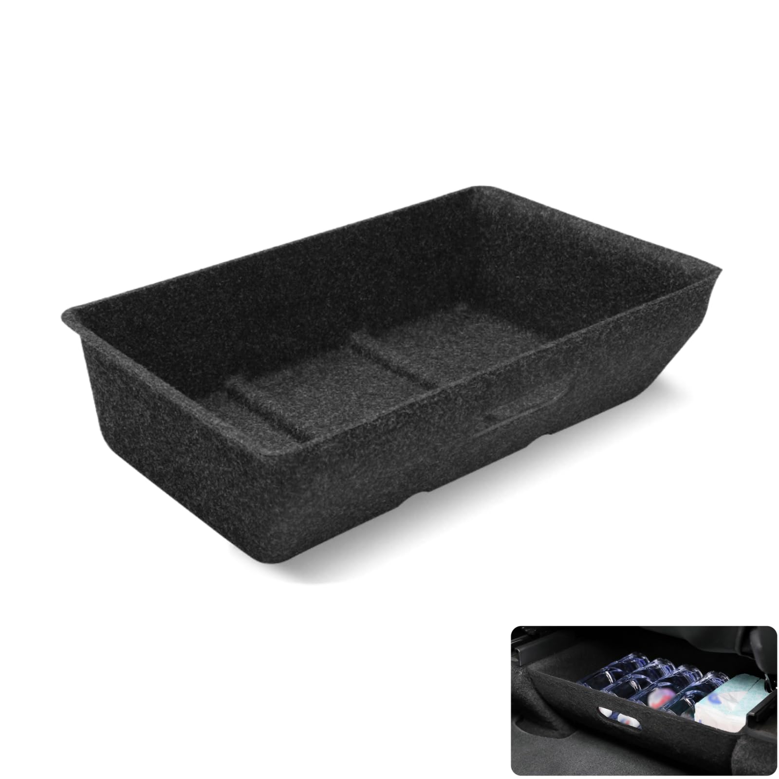 Caja organizadora de asiento para Tesla Model Y, Mayor espacio de almacenaje, No afecta asientos ni espacio, Material de fieltro, Igual que el interior, Para Tesla Model Y 2021-2023 (Sin Tapa)