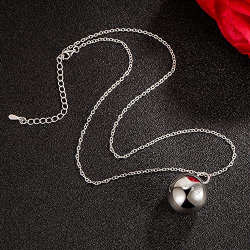 925 Sterling Silver Harmony Ball Necklace Brilliant Chime Bola 20MM Pendant Choker 18" 20" 22" 24" 26" Beads & O-Chain Women Jewelry Gifts For Pet Cats & Dogs (O-chain, 20 inch)3