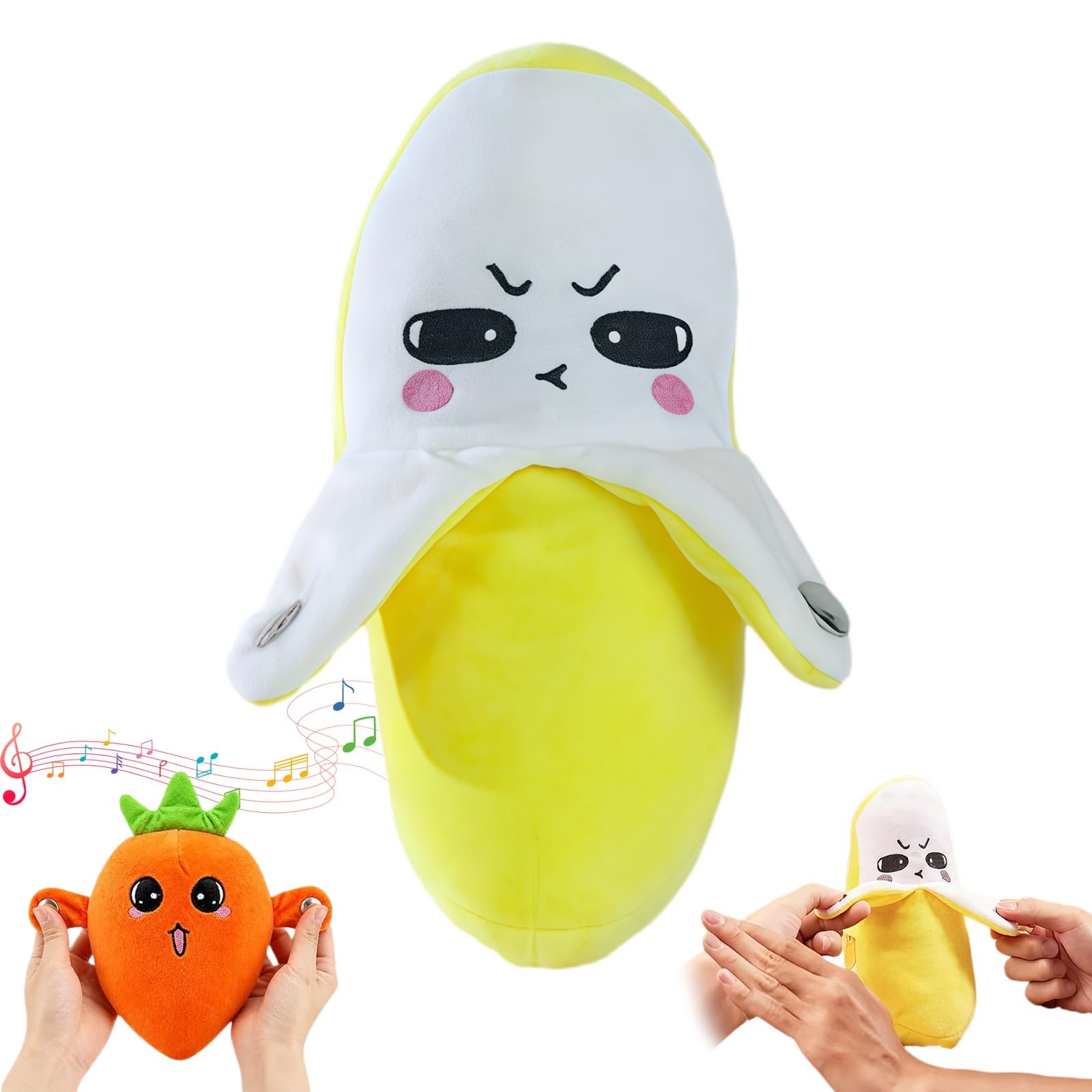 Interactive Music Plush Toy, Interactive Fruit Sensory Plush Toy, Fun & Playful Sound-Activated Toys for Aldult, Featuring Touch Activated Music Rhythm Banana Plushs, for Kids Adults(Bananas)