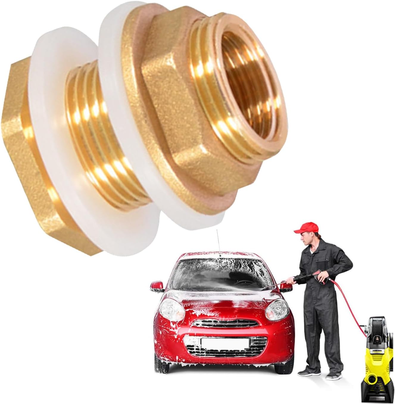 Water Tank Connector,Solid Brass Water Tank Connector Bulkhead Fitting - Solid Brass Bulkhead Fitting for Inlet & Outlet Pipe