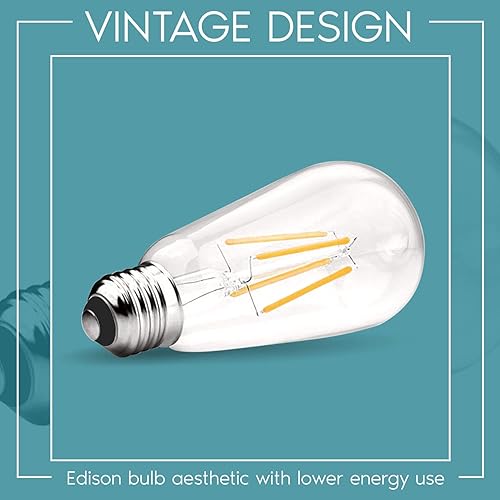 Miniatura 4 de LUXRITE Bombillas LED Edison vintage equivalentes a 75 W, ST19 ST58, 3000 K blanco suave, 800 lúmenes, bombilla de filamento LED regulable, 8 W,