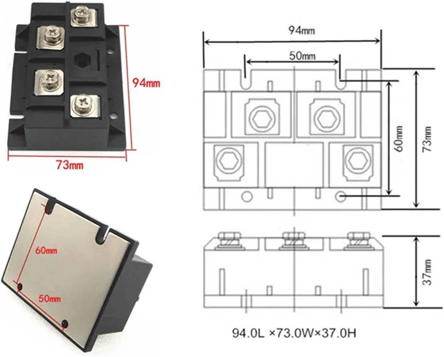 MDQ200A1600V single-phase rectifier bridge MDQ200-16 frequency converter MDQ 200A 600V 800V 1000V 1200V 1800V DC power supply(Radiator HS30150)