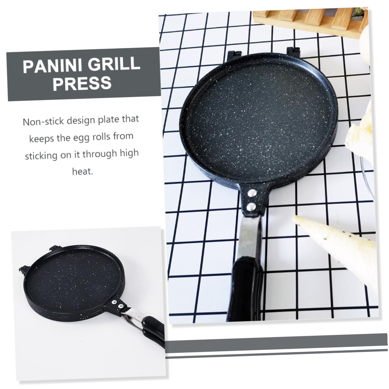 Stampo per Cialde e Roll di Uovo Rotondo Nero in Lega di Alluminio | Antiaderente, Uso Casa e Negozio, Utensile Versatile per Preparazioni da Forno e Lavorazione Dessert