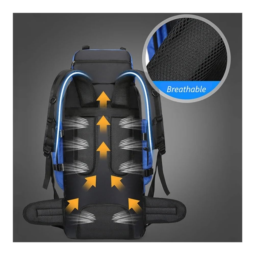 90 l wodoodporny plecak turystyczny kemping torba trekkingowa plecak duża pojemność podróżny outdoorowe torby sportowe sprzęt kempingowy mężczyźni, Niebieska okładka reklamy, rozmiar