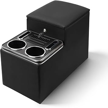Center Console Between Seat with a Lock, Center Console Organizer for Minivans, Truck & Motorhome, Automotive Center Consoles with Cup and Phone Holder