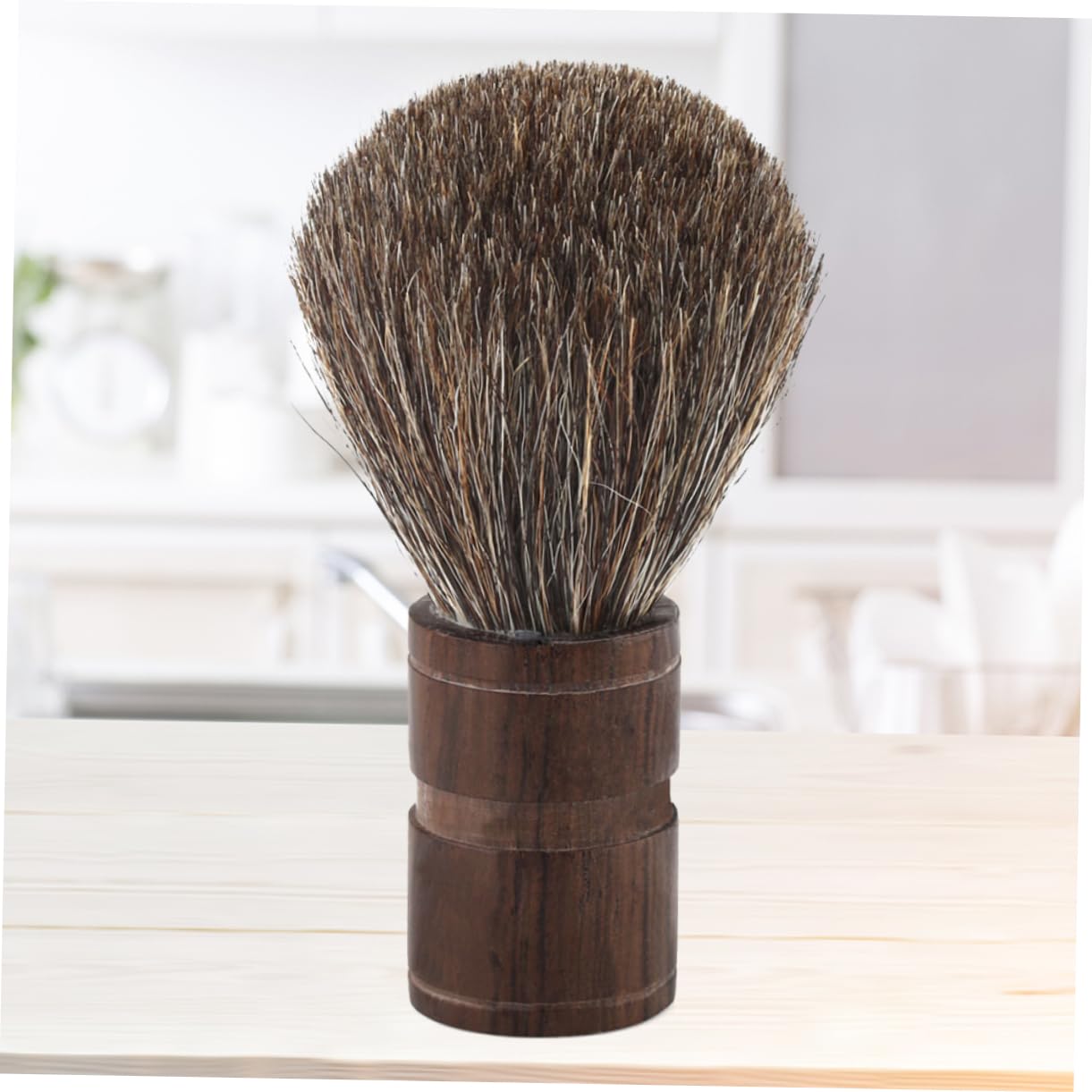 NOLITOY Natural Wooden Handle Bristle Beard Brush Mustache and Goatee Shaving Tool Men's Facial Care Travel-friendly