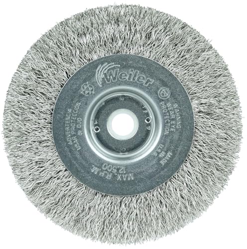 Image of Weiler 00134 4 inch Narrow Face Crimped Wire Wheel, .0118 inch Steel Fill, 1 /2 inch-3 /8 inch Arbor Hole, Made in The USA (Pack of 2)