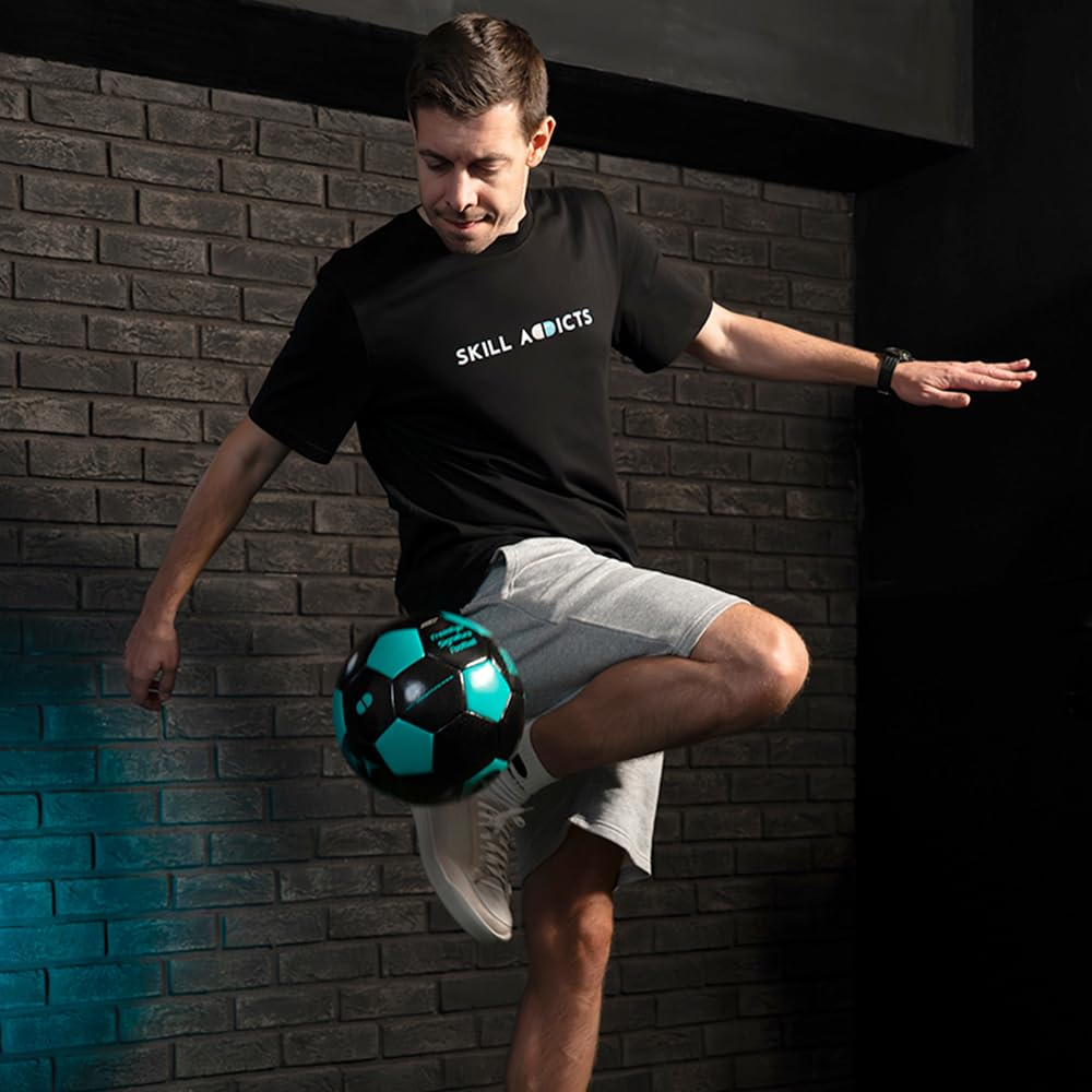 Freestyle Ball + Tasche, strukturiertes Leder, Größe 5, Fußball für Freestyle-Tricks, Straßen- und Indoor-Fußballtraining für Kinder und Erwachsene