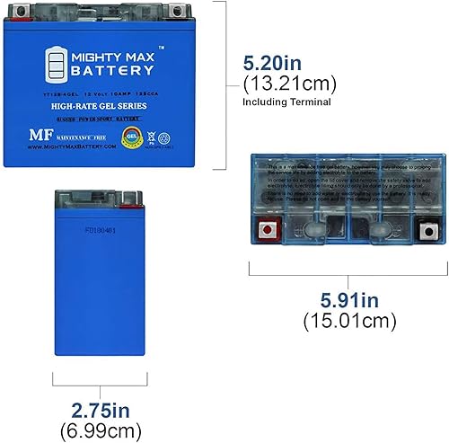 Miniatura 2 de Mighty Max Battery La batería GEL YT12B-4 reemplaza Yamaha FZ6, R XJ6, Deversion (EU) 93-03