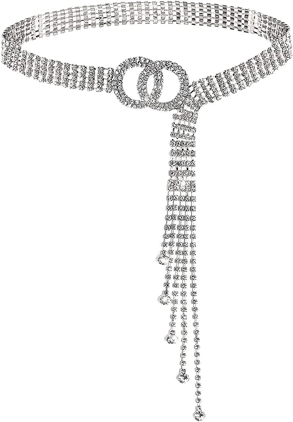 Crystal Waist Chain Belt for Women Rhinestone Chian Belts O-Ring Chain Multilayer Metal Body Belly Chain Gift