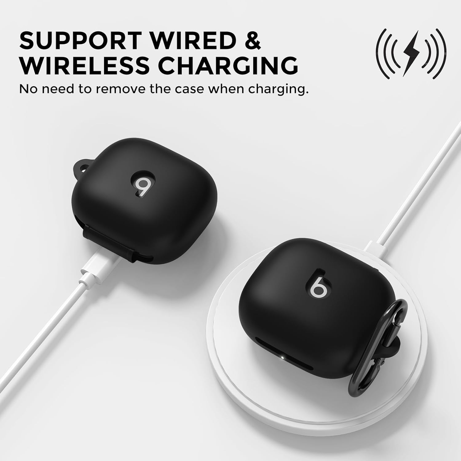 AhaStyle Silicone Case for Beats Powerbeats Fit (2025) with Cleaning Kit & Carabiner [Top Logo Visible] Shockproof Full Protective Skin Case Cover Compatible with Beats Powerbeats Fit 2025 - Image 4