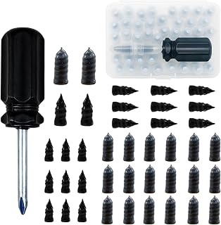 Car Tire Repair Rubber Nail Kit, Self-Service Spiral Rubber Nails Vacuum Tire Screw Plug Fast Tool with Screwdriver, 2 Sizes Tires Puncture Fast Repairs Tool for Car Motorcycle Truck Tractor (20S&20L)