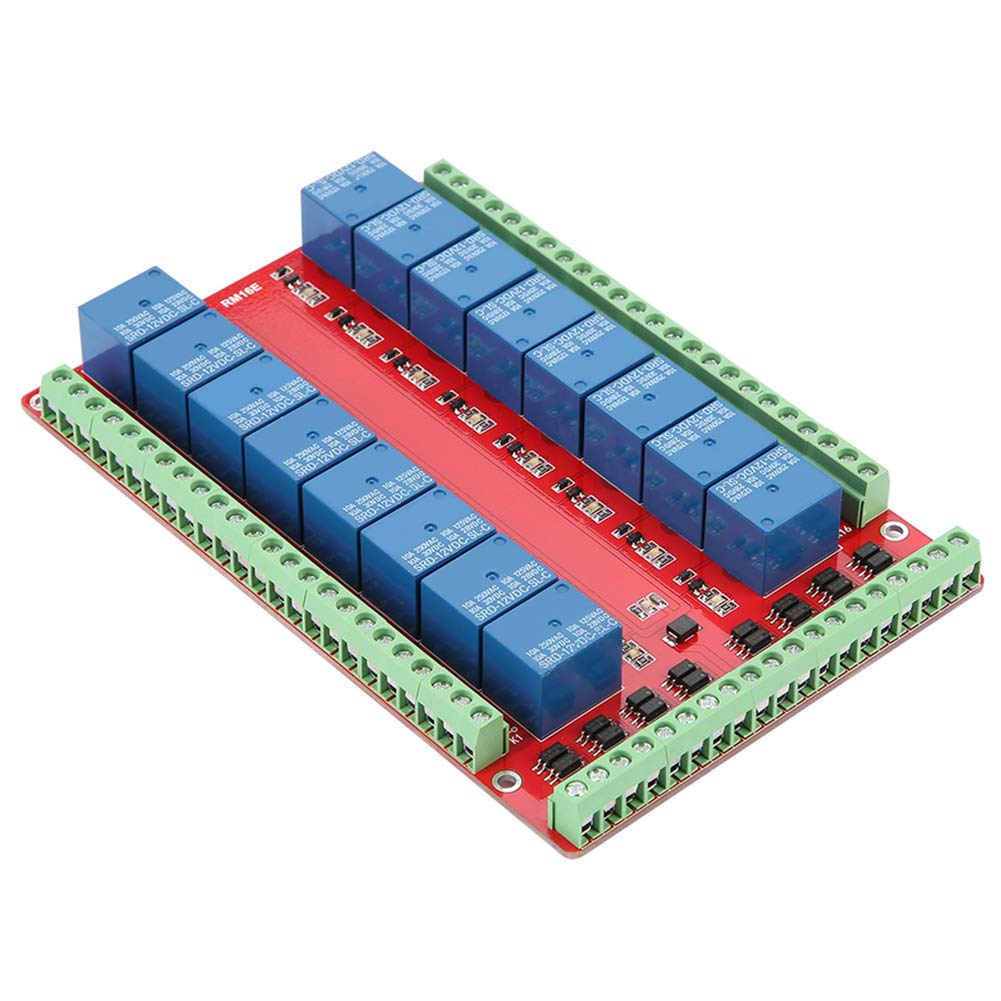 KIMISS 16 Channel Relay Module, for Industrial Automation, High/Low Level Trigger, DC 12V, 16 Channel Interface Board