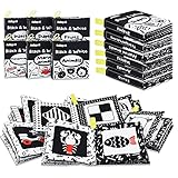 Dr.Rapeti Soft Cloth Books for Baby 6-Pack Black and White High Contrast Crinkle Washable Non-Toxic Chewable Early Educational Interactive Toys Soft Book Bath Toys for Babies Infants Toddlers Kids