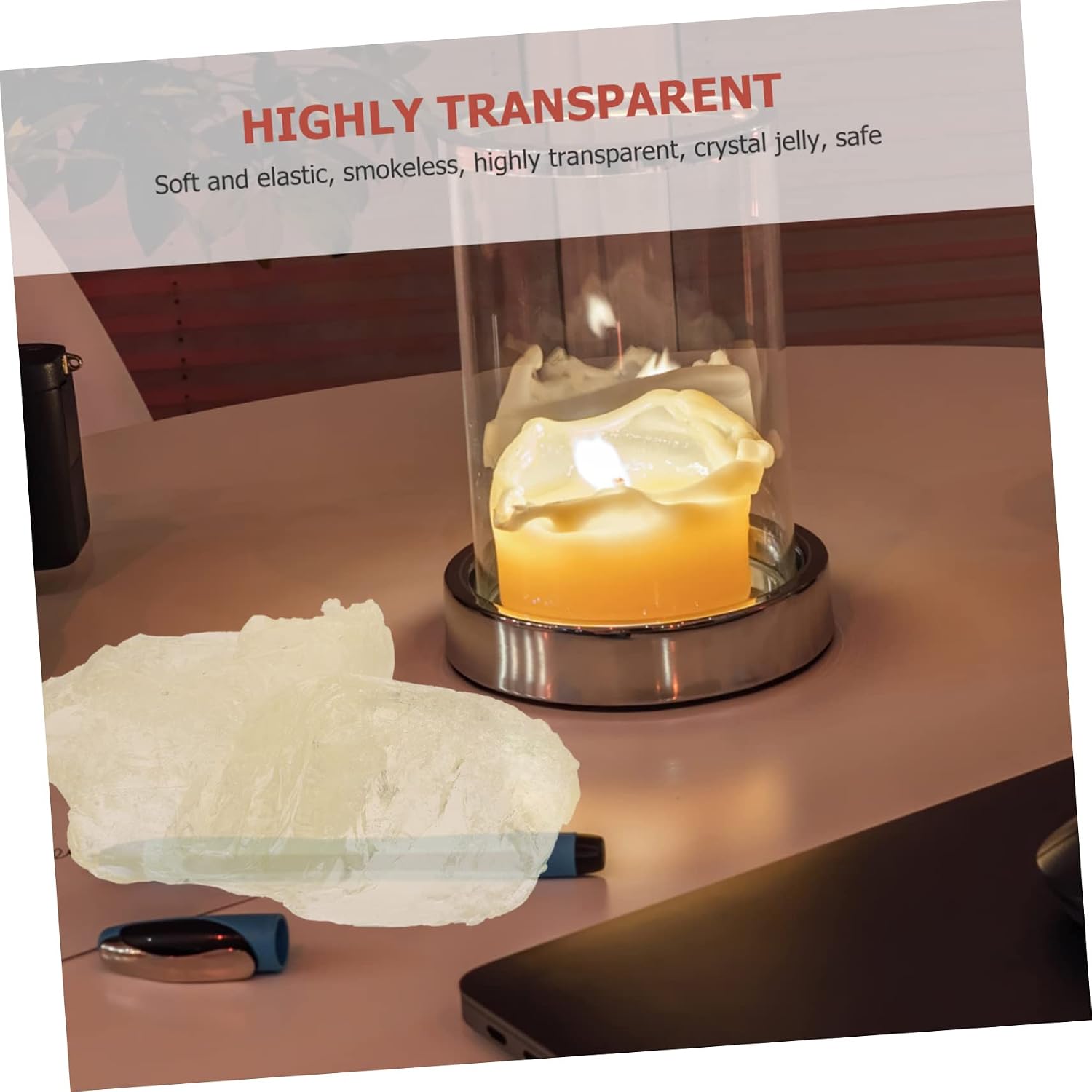VILLFUL Transparent Gel Wax for Candle Making Soft Material for DIY Scented Candles Easy to Mold Portable Supplies for Crafting and Home Use