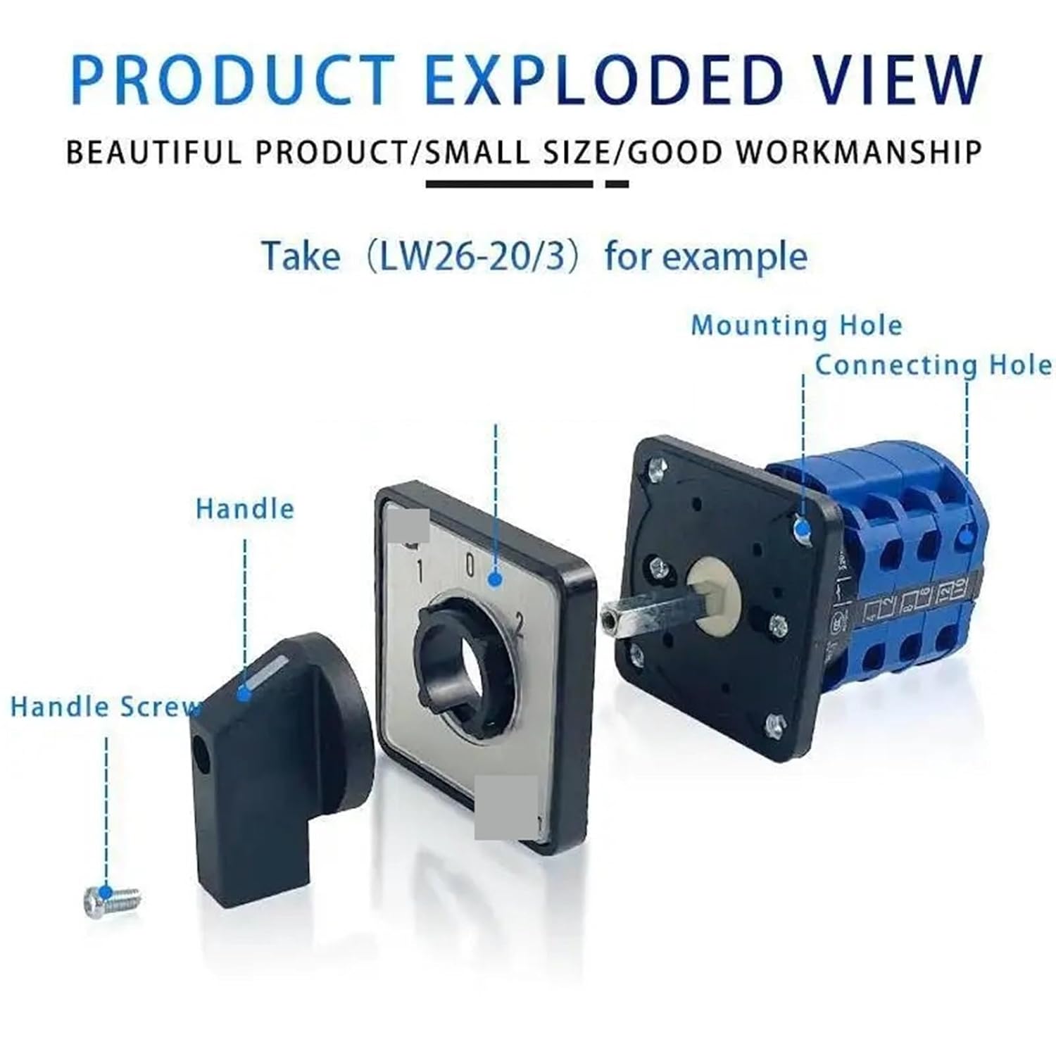 YMW26-63A LW26 690V Silver Contact Control Power 1-6 Poles 2/3 Positions Changeover Cam Switch Rotary Selector 1Pcs(3P-12 Terminals)