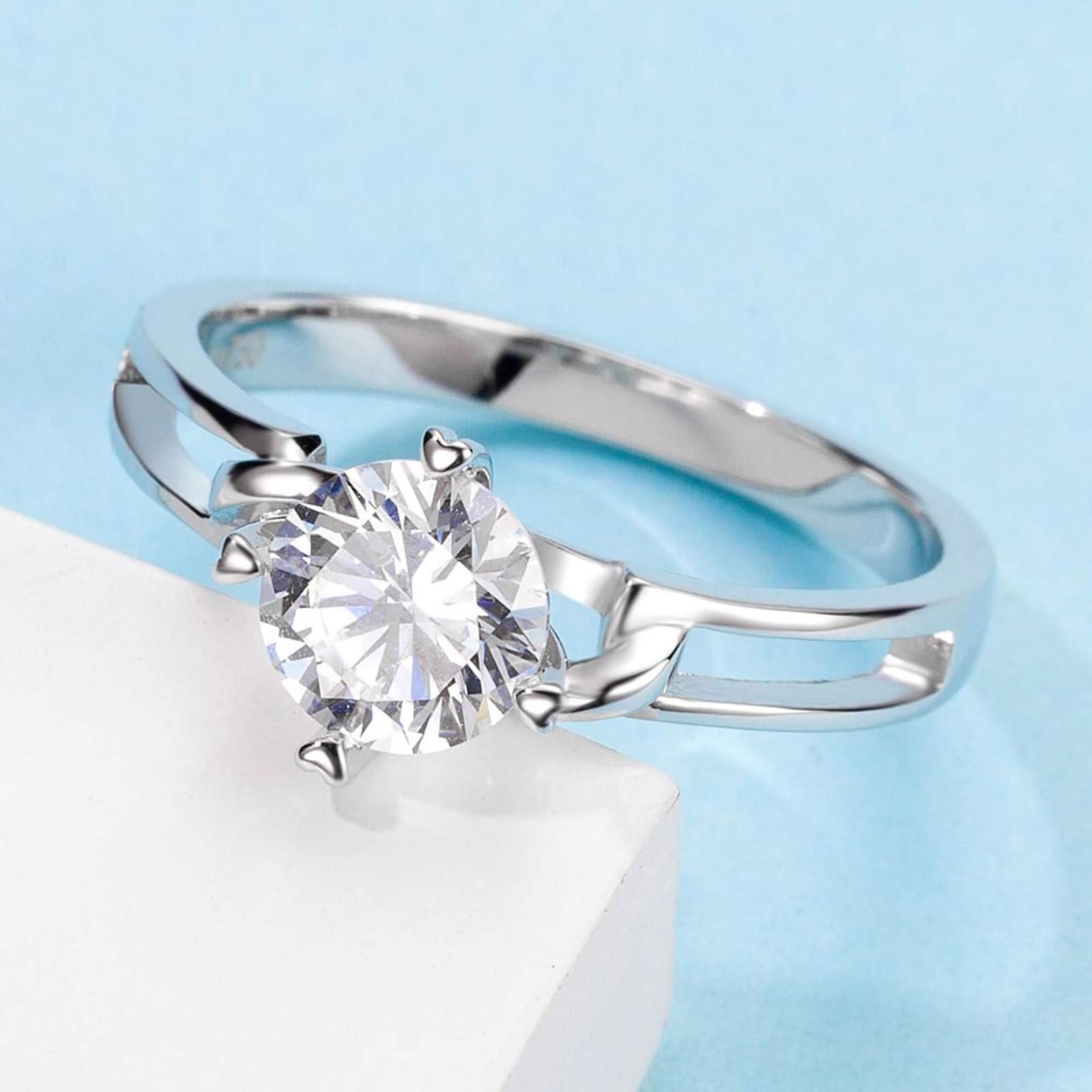 WXKAGF Ringe im Vintage-Stil, Verlobungsringe, Gedenkringe für Frauen, Herz-Krappen-Unendlichkeitsband, Silber mit weißem, rundem, brillantem Moissanit-Sterlingsilber
