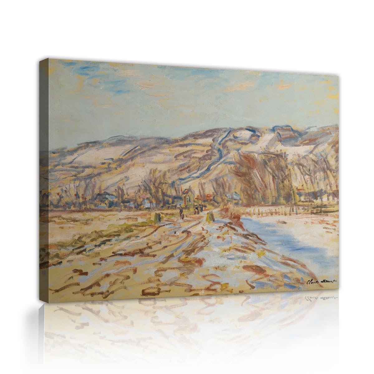 TOANGWALL Claude Monet Entry To Giverny In Winter Canvas Wall Art Living Room Framed Fine Scenery Oil Painting Pictures For Bedroom Decor 85x100cm