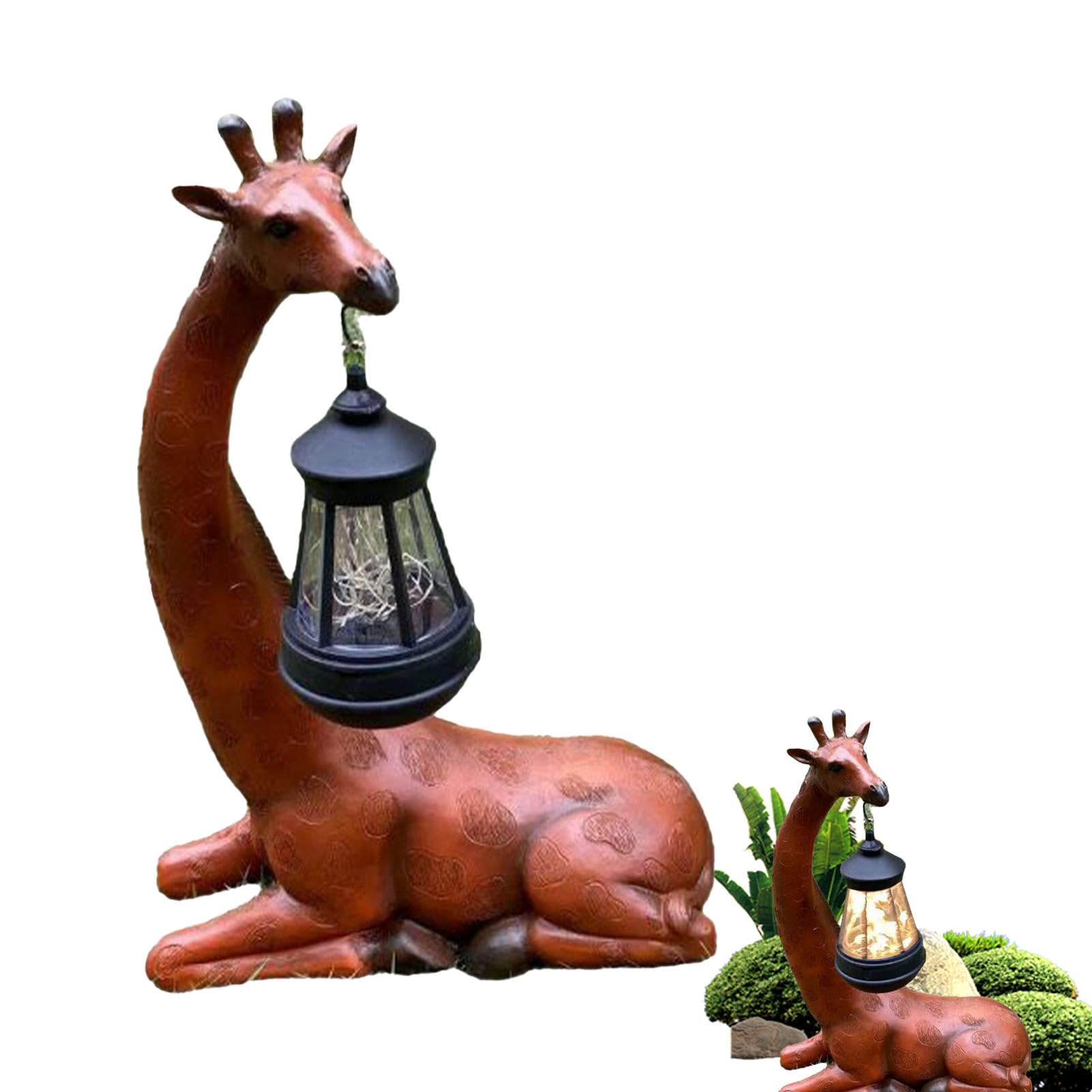 Estatua de Animales con luz Solar, estatuas de jardín con energía Solar - Figuras de esculturas de Jirafa Decoraciones al Aire Libre - Adorno de Resina, decoración de jardín Iluminado para | Figuras de esculturas de Jirafa Decoraciones al Aire Libre - de