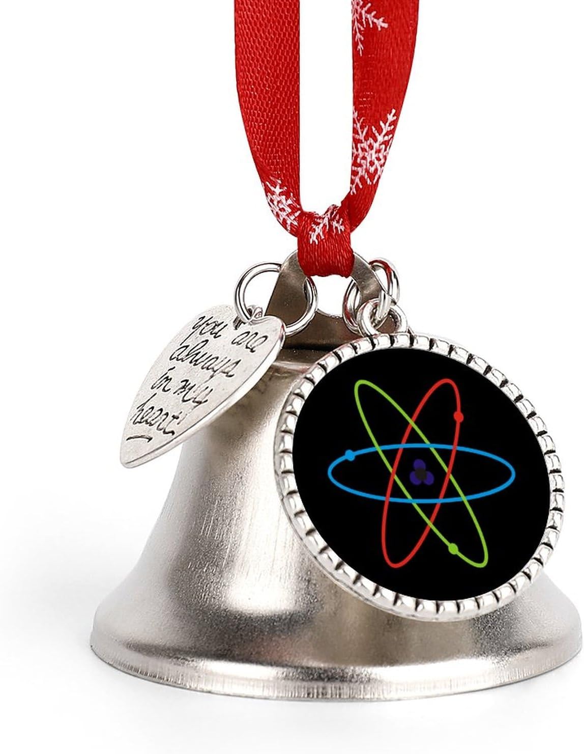 Scientific Physics Atom Christmas Tree Bells Decorations Hanging Wreath Ornaments Pendant Party Decor Love Bell