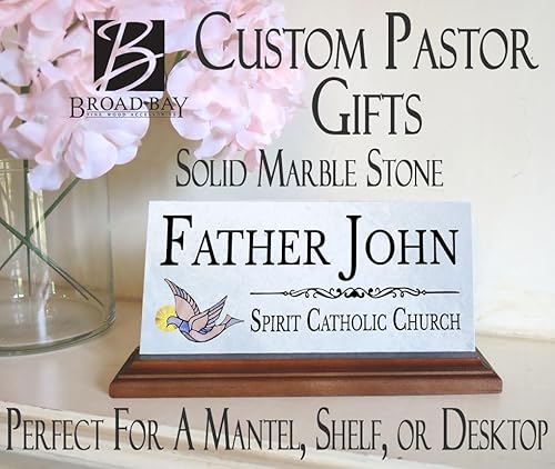 Miniatura 7 de Placa de identificación cristiana personalizada para pastores o trabajadores de la iglesia, mármol sólido (Christian3)