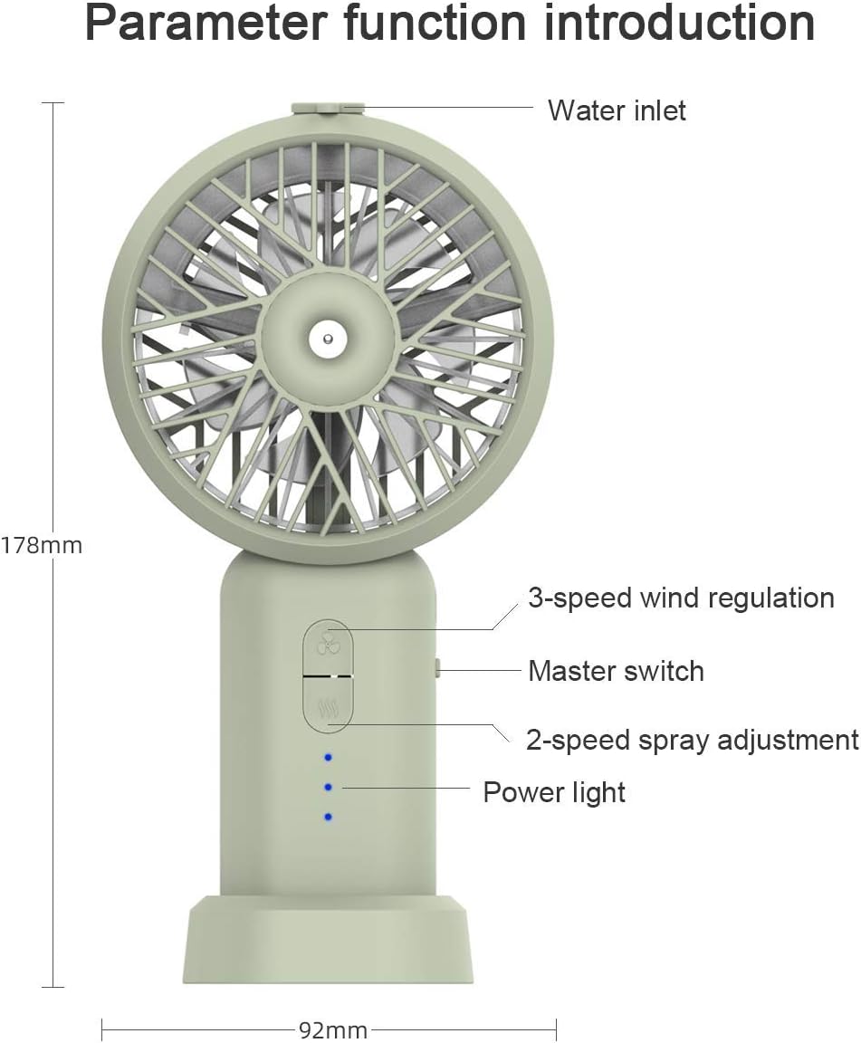 Neveika Portable Handheld Fan, Compact Evaporative Cooler Air Humidifier with 3 Speeds, Personal Air Cooler, Perfect for Office Dorm Nightstand (olive)